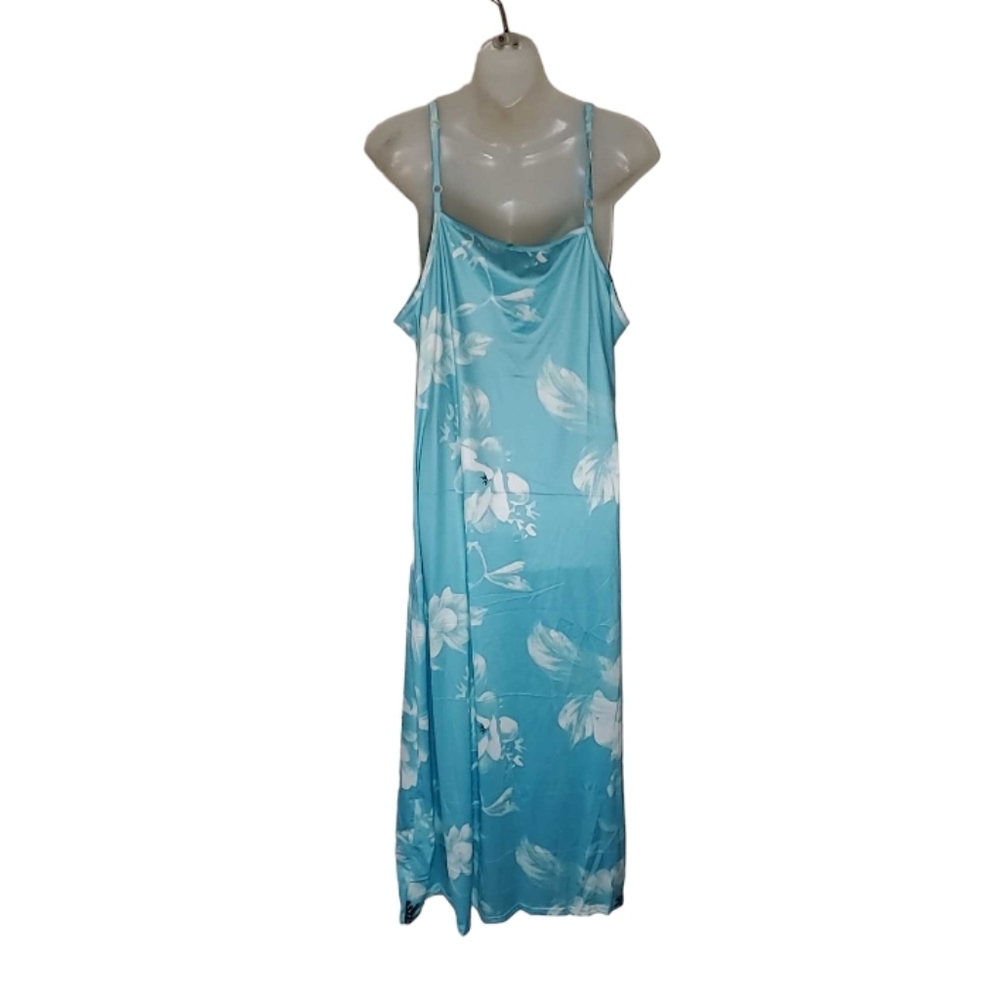 Blue White & Black Sleeveless Floral Maxi Dress Plus Size 2XL NWOT - Picture 2 of 6